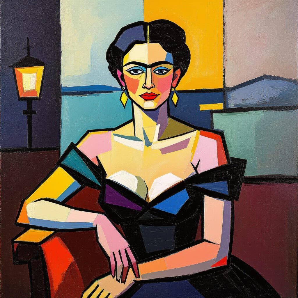 Elegant Woman in Impasto Style with Bold Textures