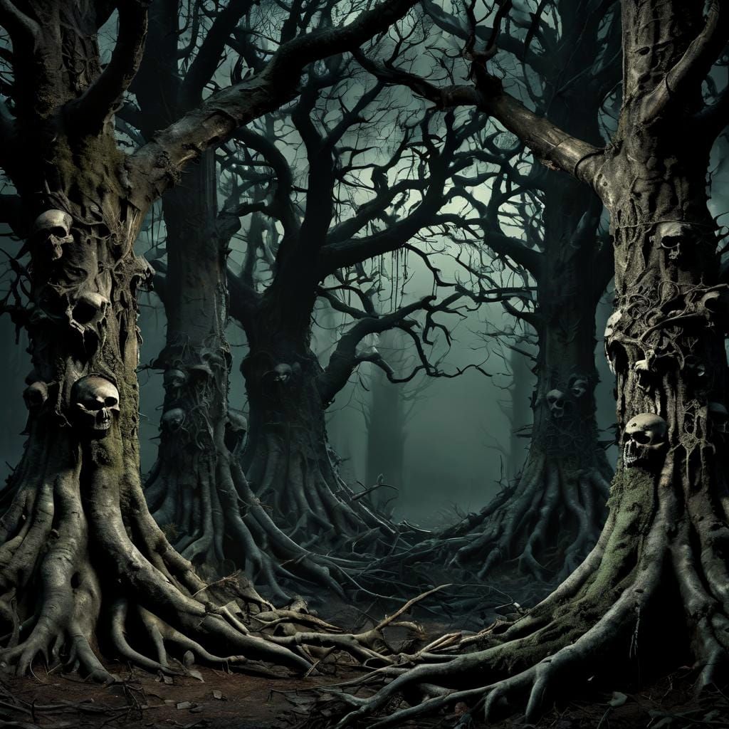 Gloomy Ossuary Forest Inspired by Nightmares