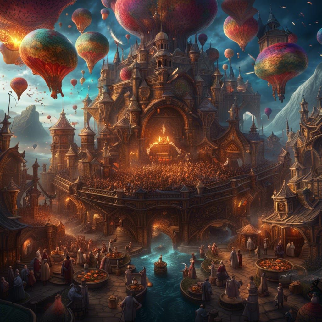 Global Feast Celebrating Humanity in Detailed Matte Painting