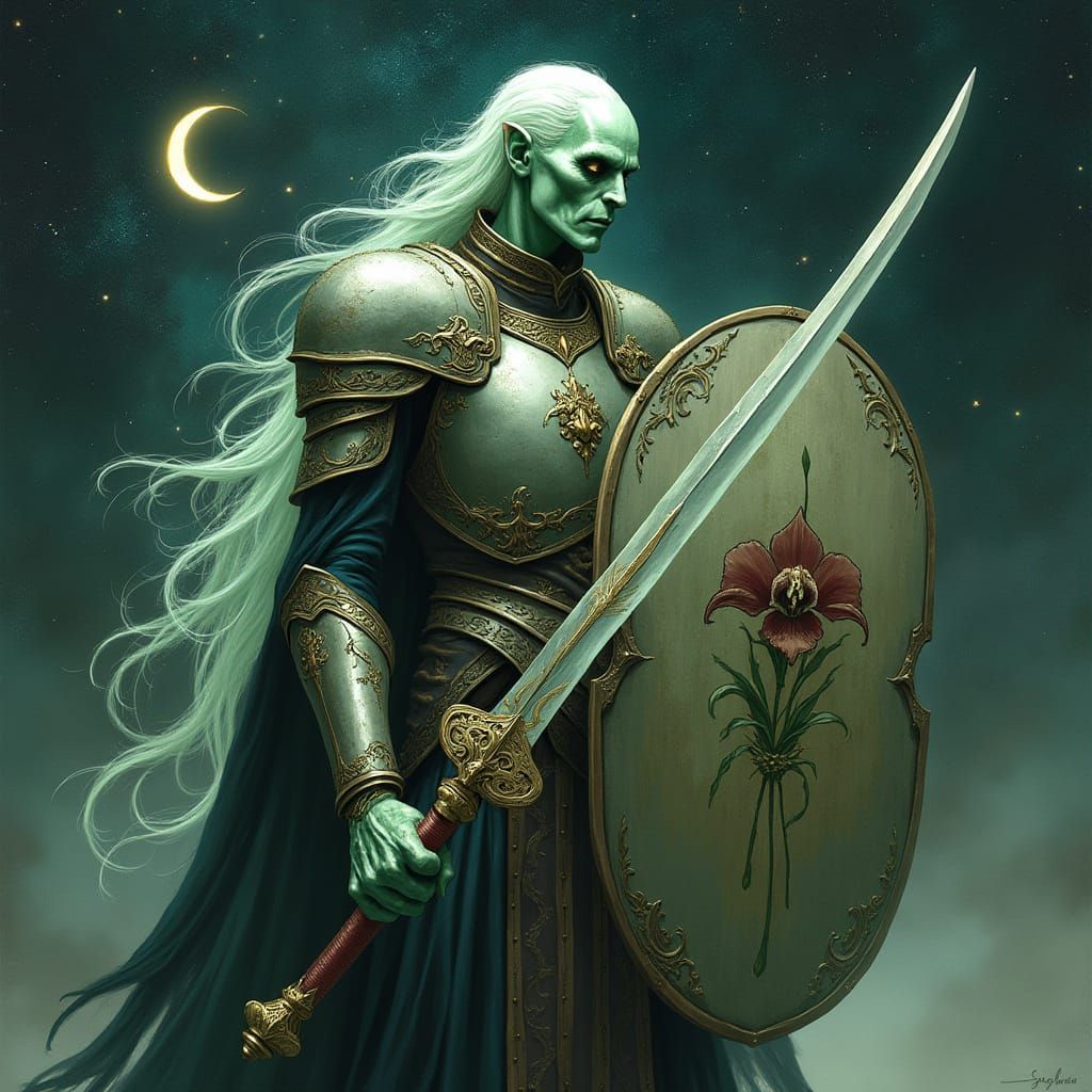 Ethereal Gith Cleric in Celestial Armor with Black Orchid Sh...