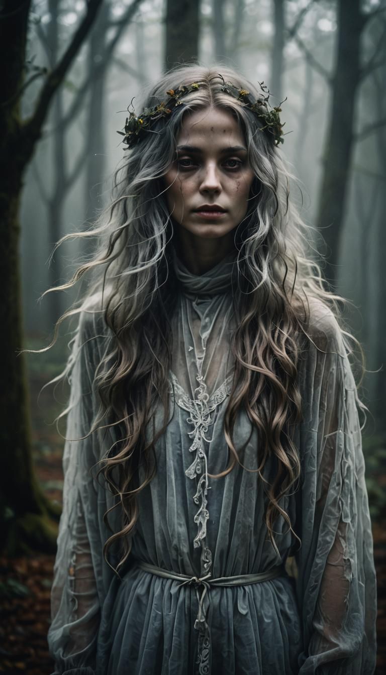 Ethereal Ghost Portrait in Moody, Mystical Style