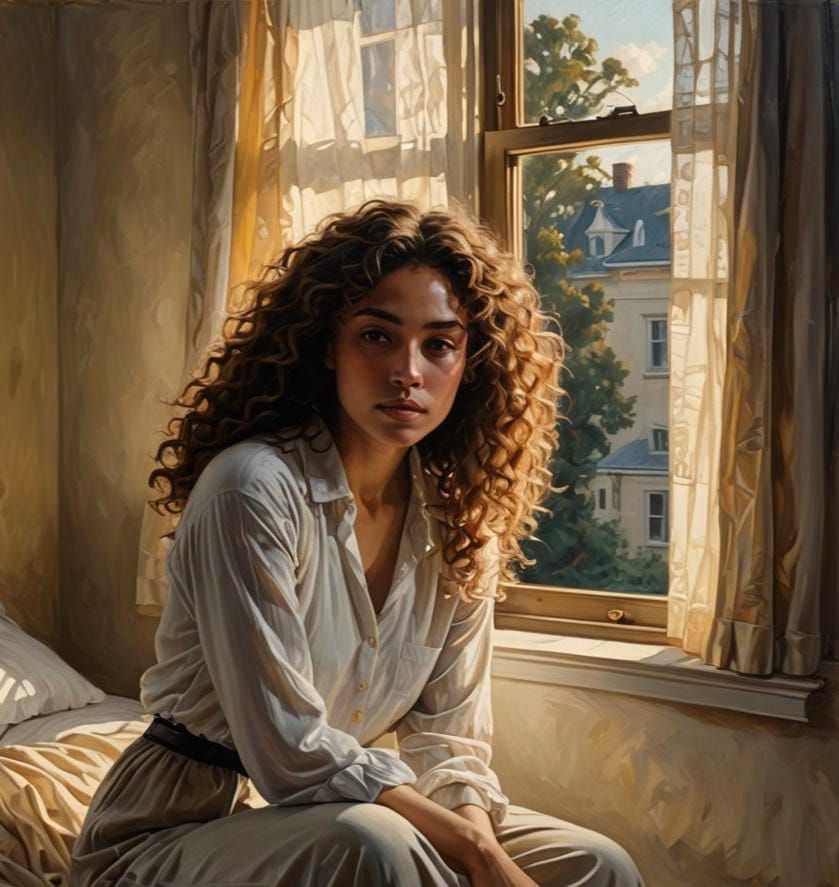 Monochromatic Romanticism Portrait in Soft Golden Light