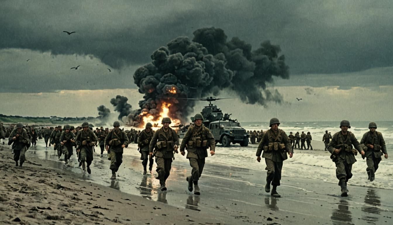 Normandy Landings: Dramatic Cinematic Film Still
