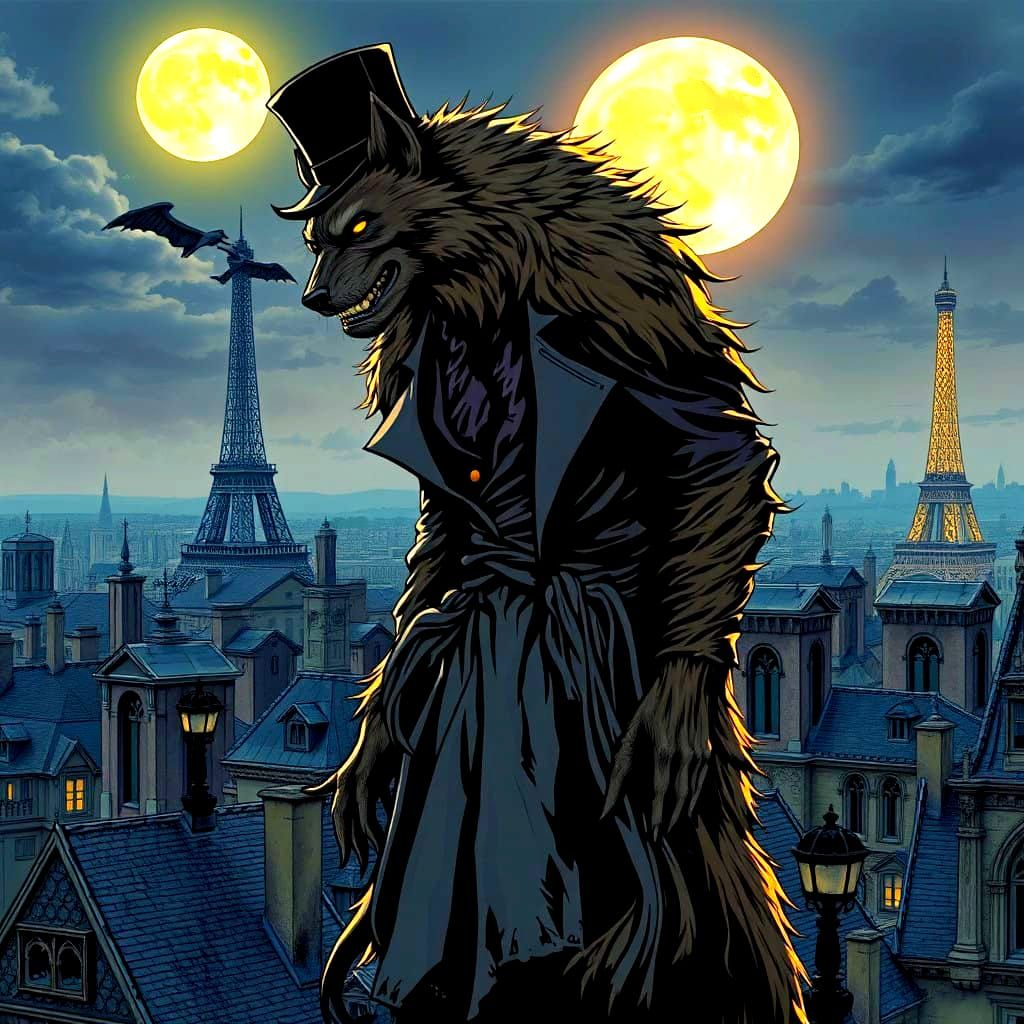 Wolf Man in Paris Comic Book Art