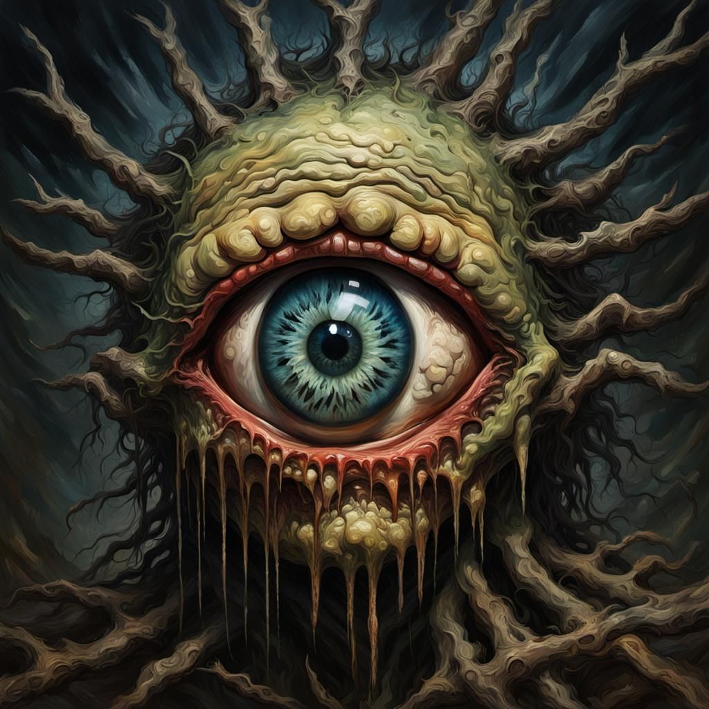 Grotesque Eyeball Head: A Gothic Horror Masterpiece