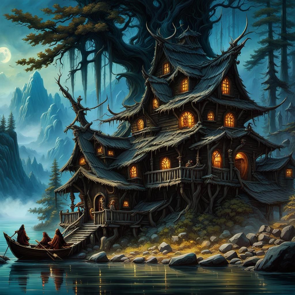 Baba Yaga in Mystical Lake Baikal Setting