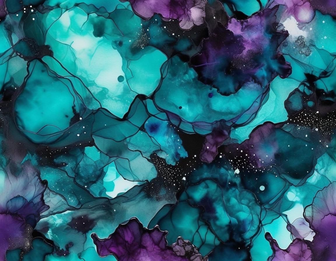 Vivid Alcohol Ink Nebula Painting in Space