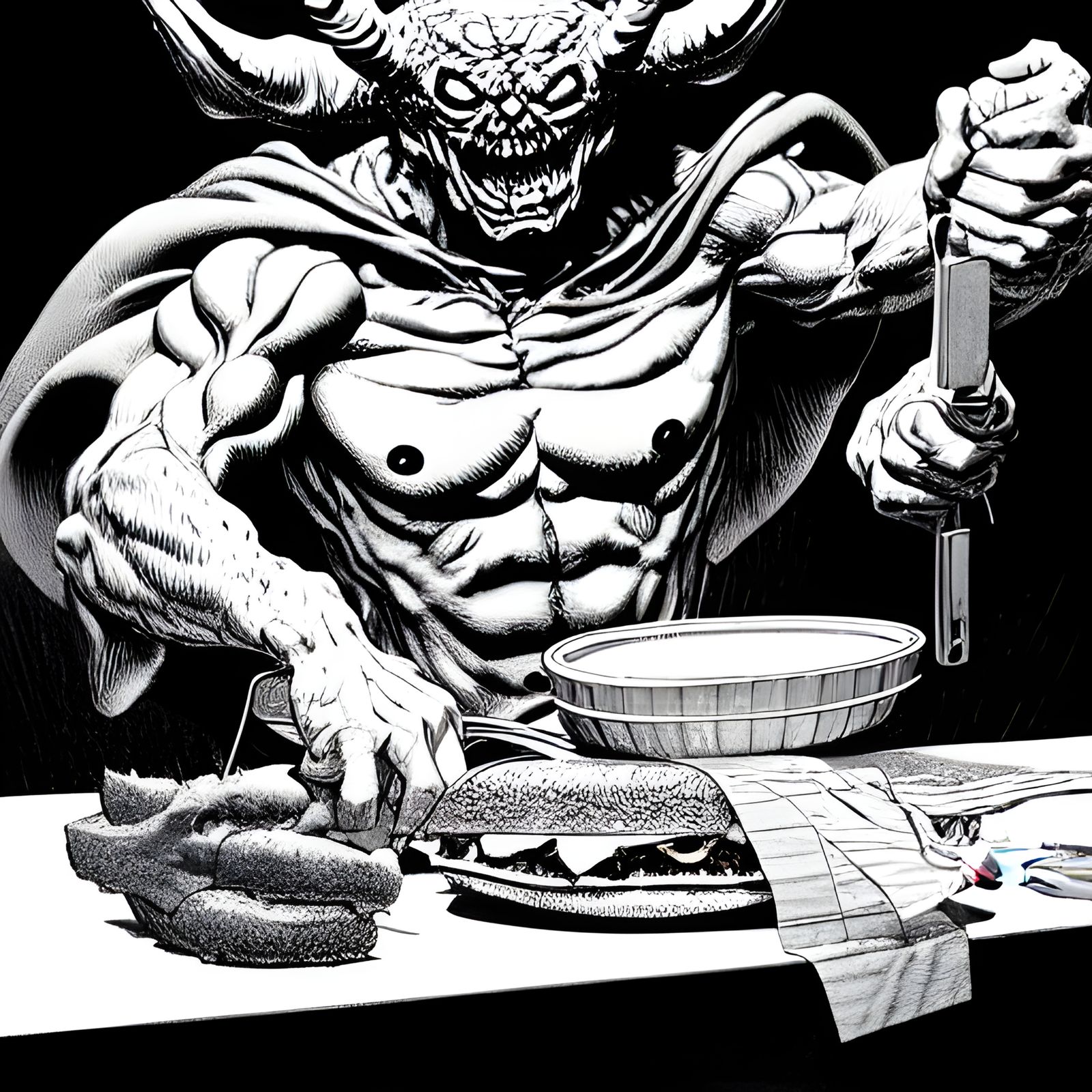 The Devil's Breakfast Sandwich: Hyperdetailed Art