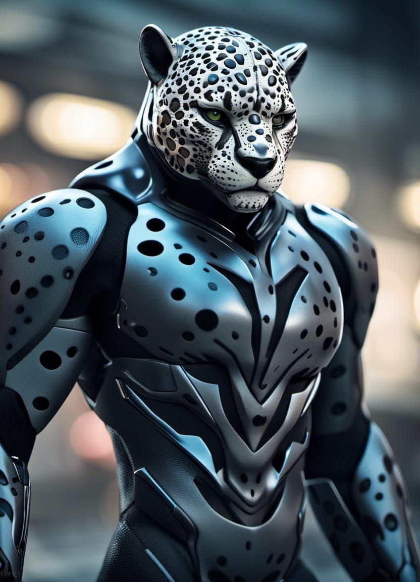 Anthropomorphic Jaguar in Futuristic armor