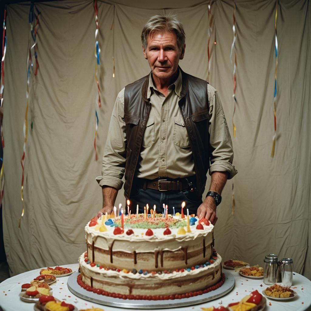 Harrison Ford Celebrates Birthday with Cake