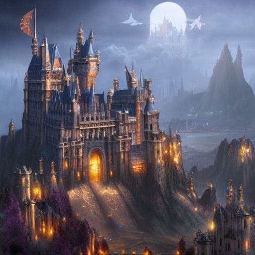 Epic Wizardly Castle and Town: Digital Matte Painting