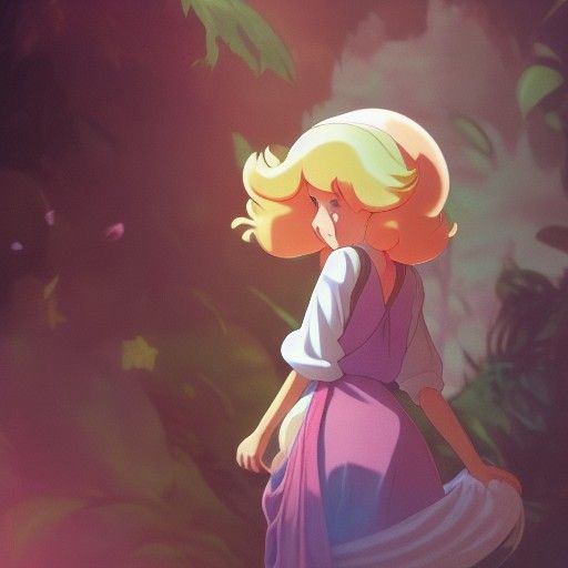 Princess Peach in Studio Ghibli Anime Style