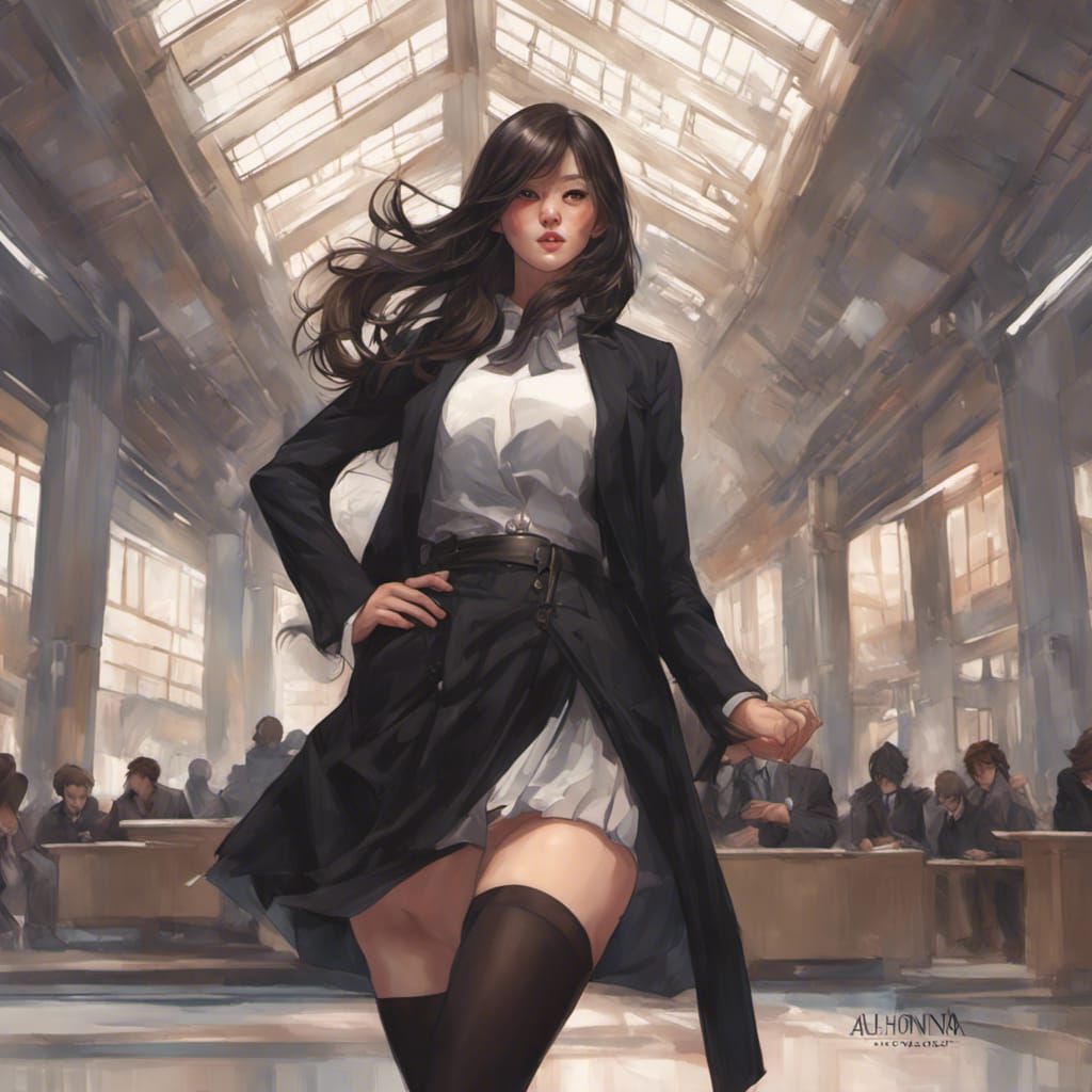 Korean Woman Portrait in Office with Dynamic Lighting