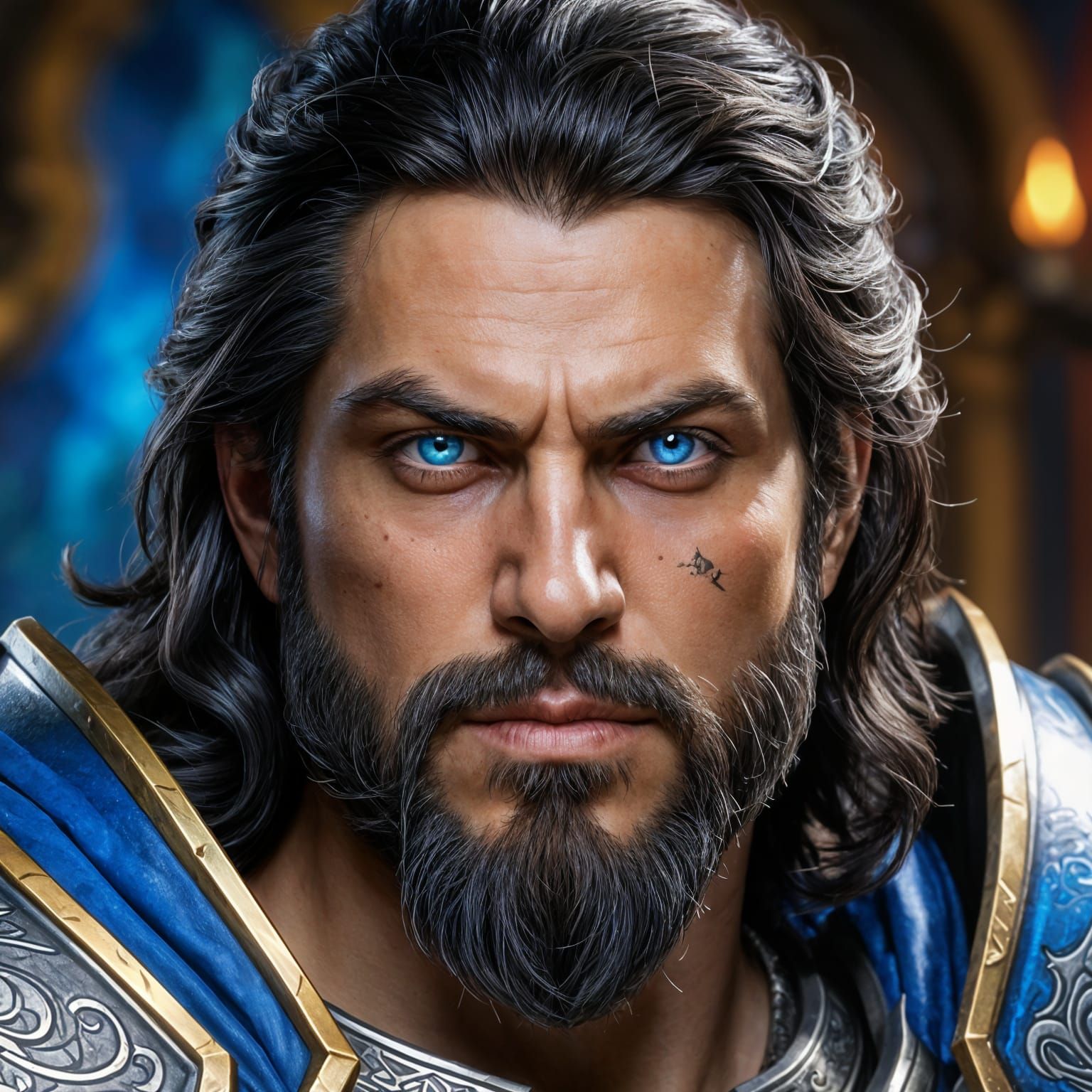 Hyperrealistic Portrait of a Fantasy King in Armor