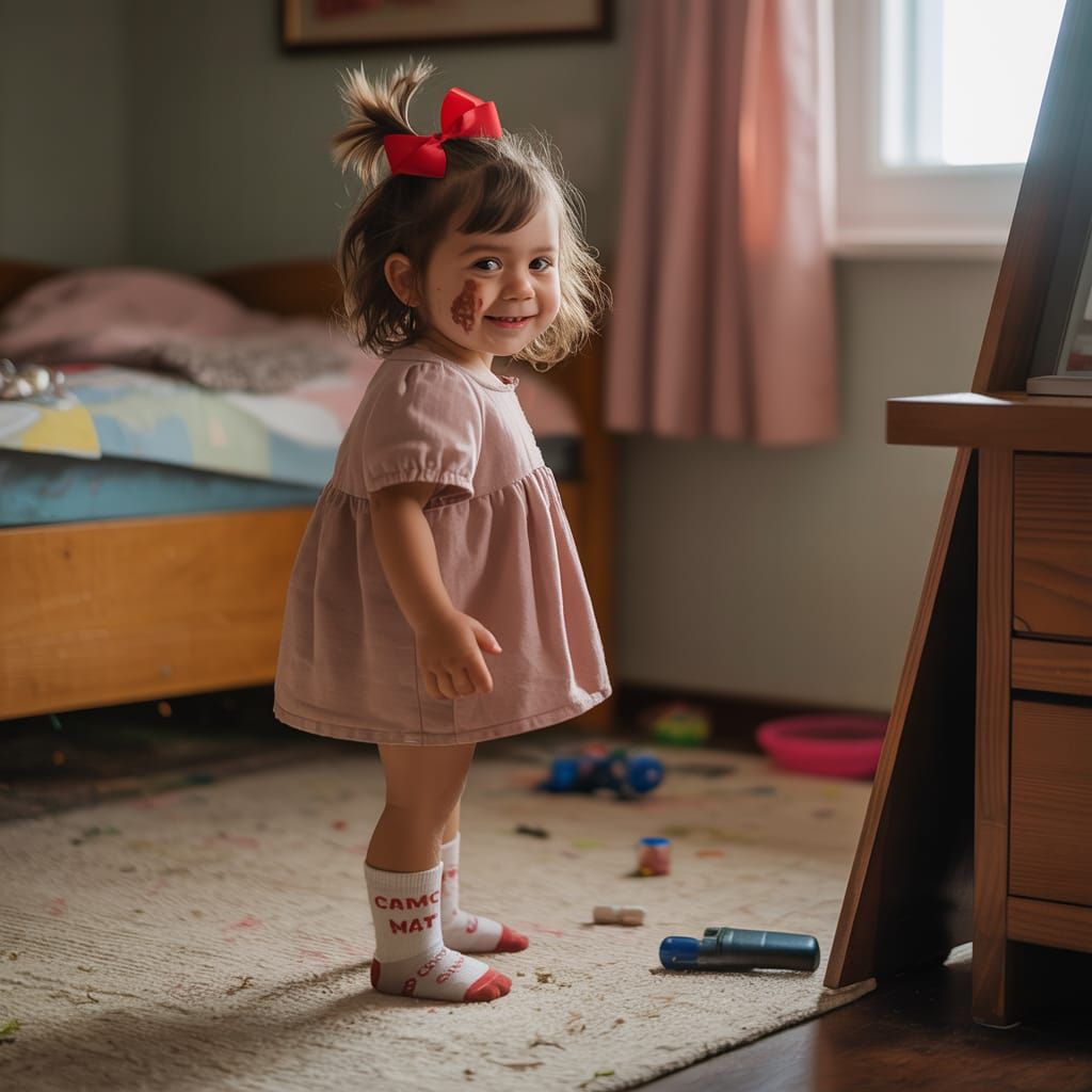 Young Girl's Morning Routine in Cozy Bedroom