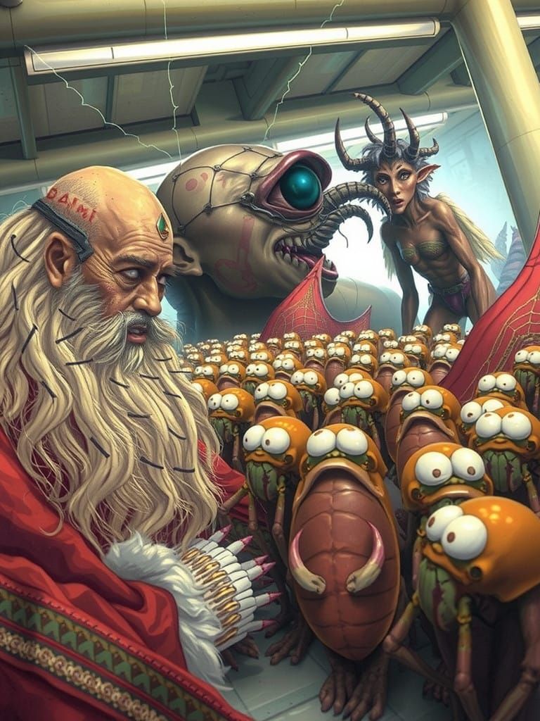 Surreal DMT God Imparts Power in Ito-Giger Style