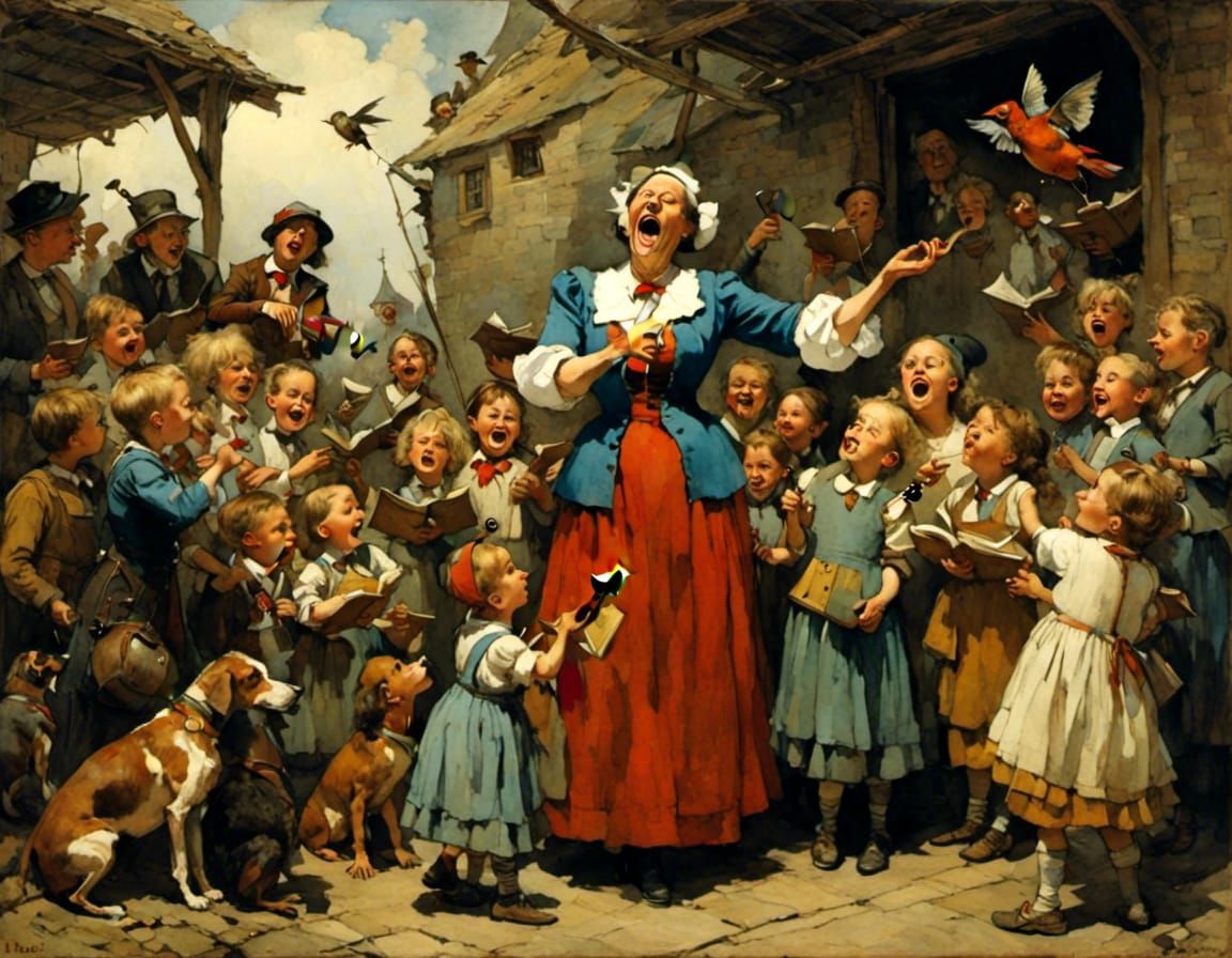 woman singing for children