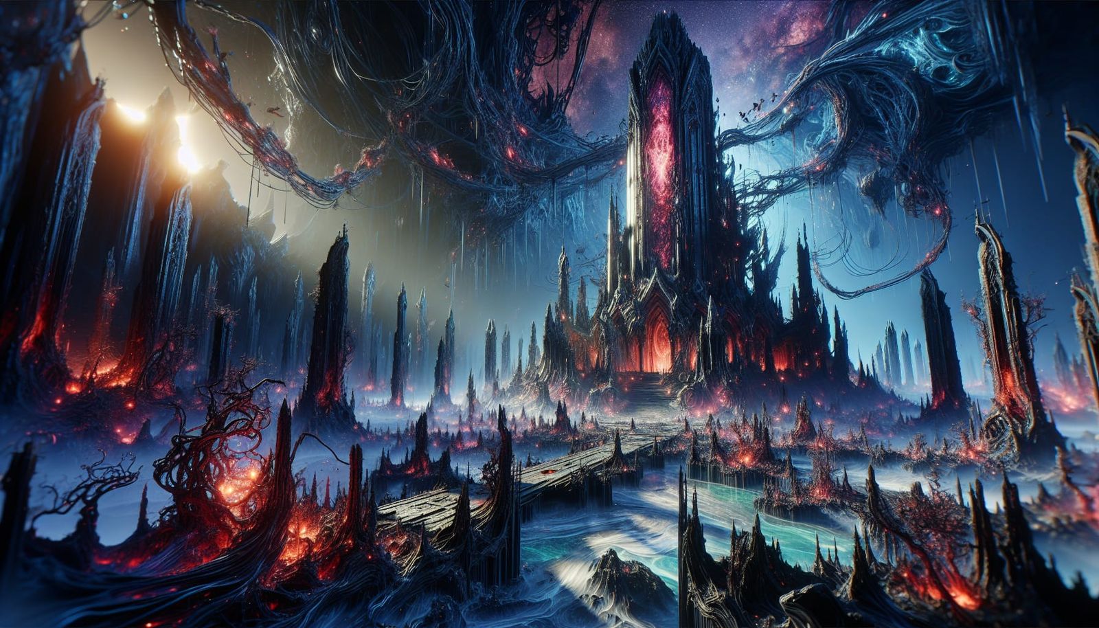 Ethereal Nightmare Glade with Dark Monolith