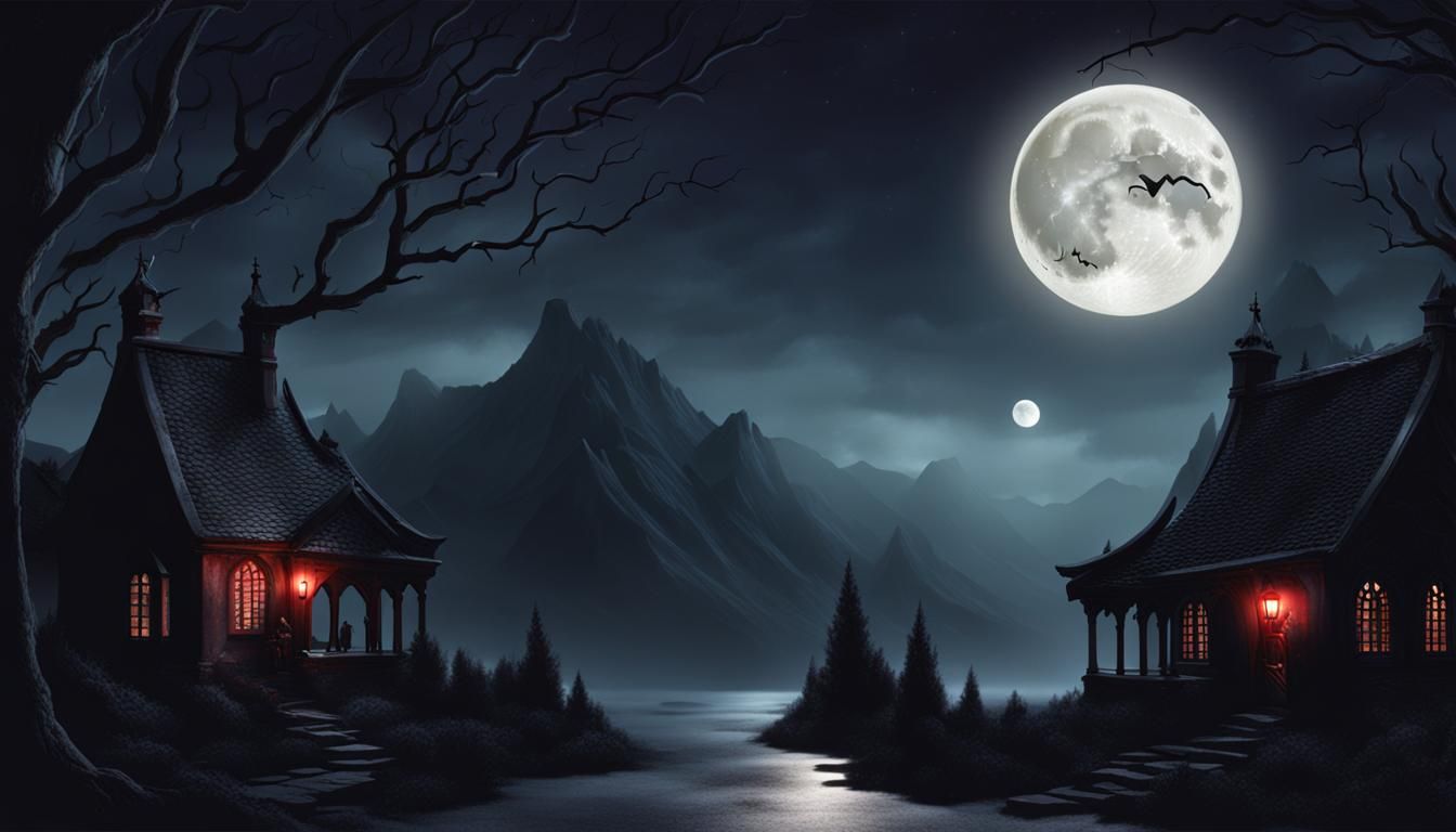 Vampire Rendered on a Full Moon Night