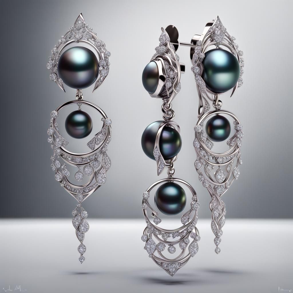 Elegant White Gold Earring with Diamond and Pearl