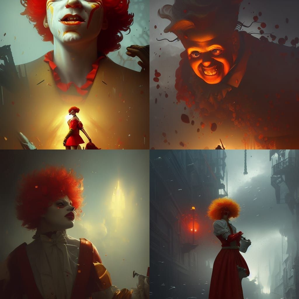 Ronald McDonald in Dark Fantasy Art Style