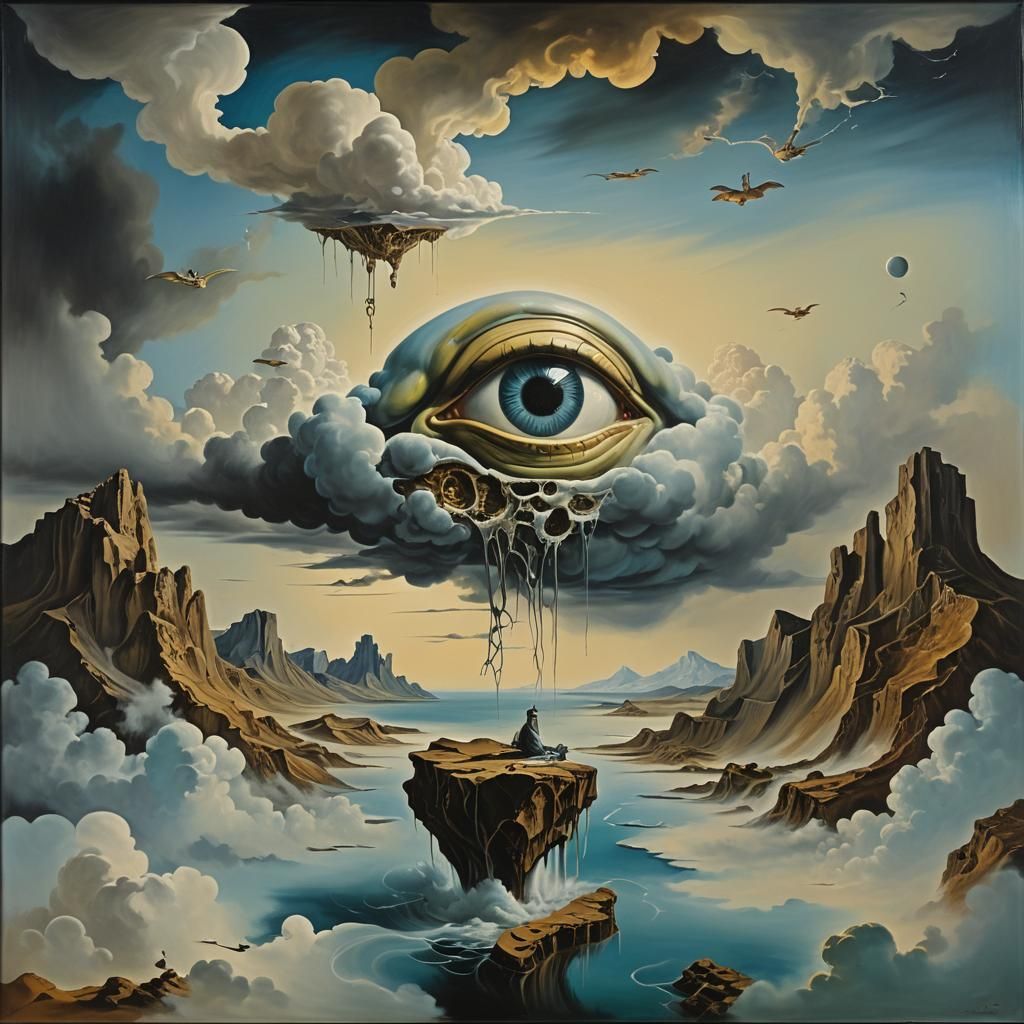 Surreal Clouds with Hidden Enemy, Dali Style