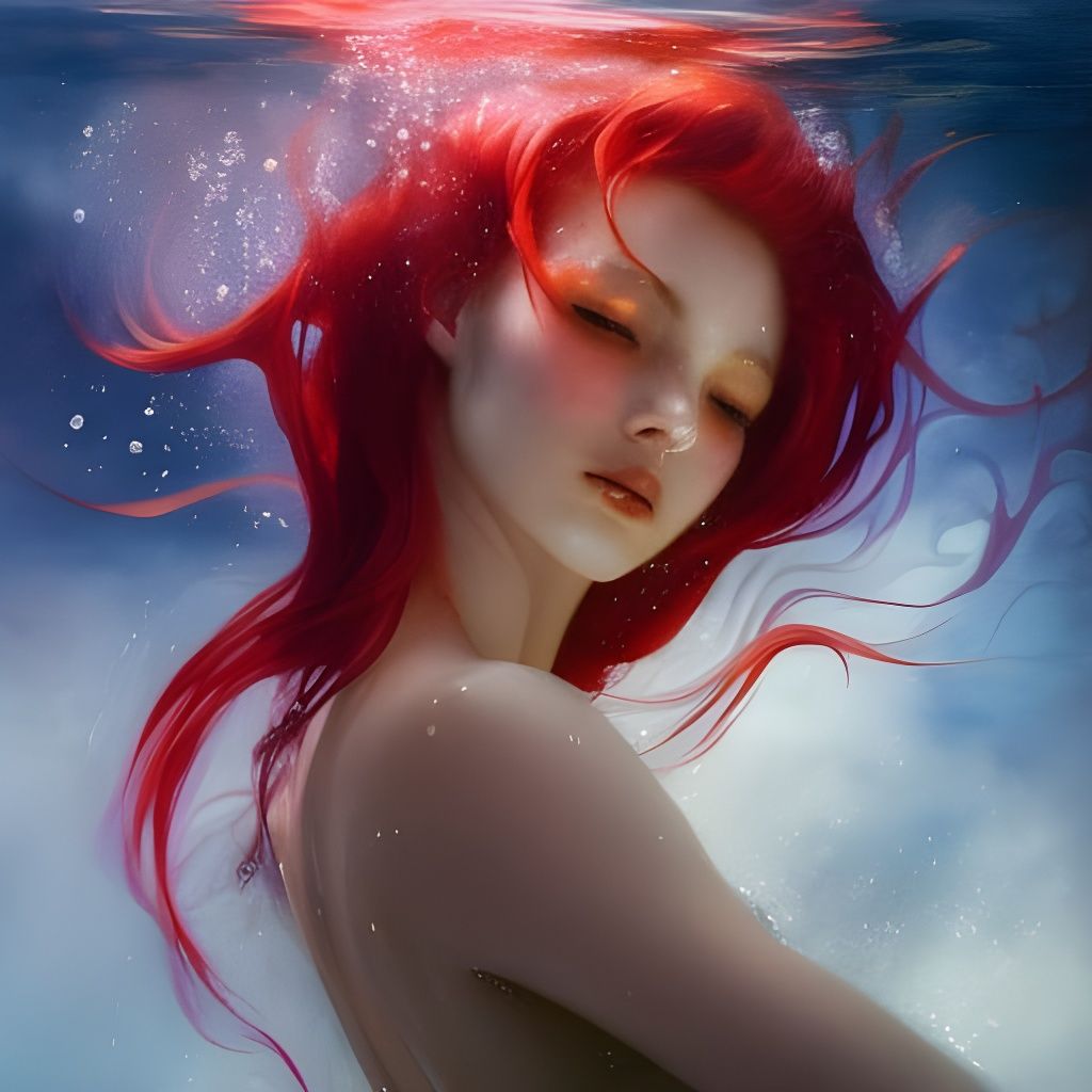 Underwater Redhead Portrait in a Fantasy Painting Style