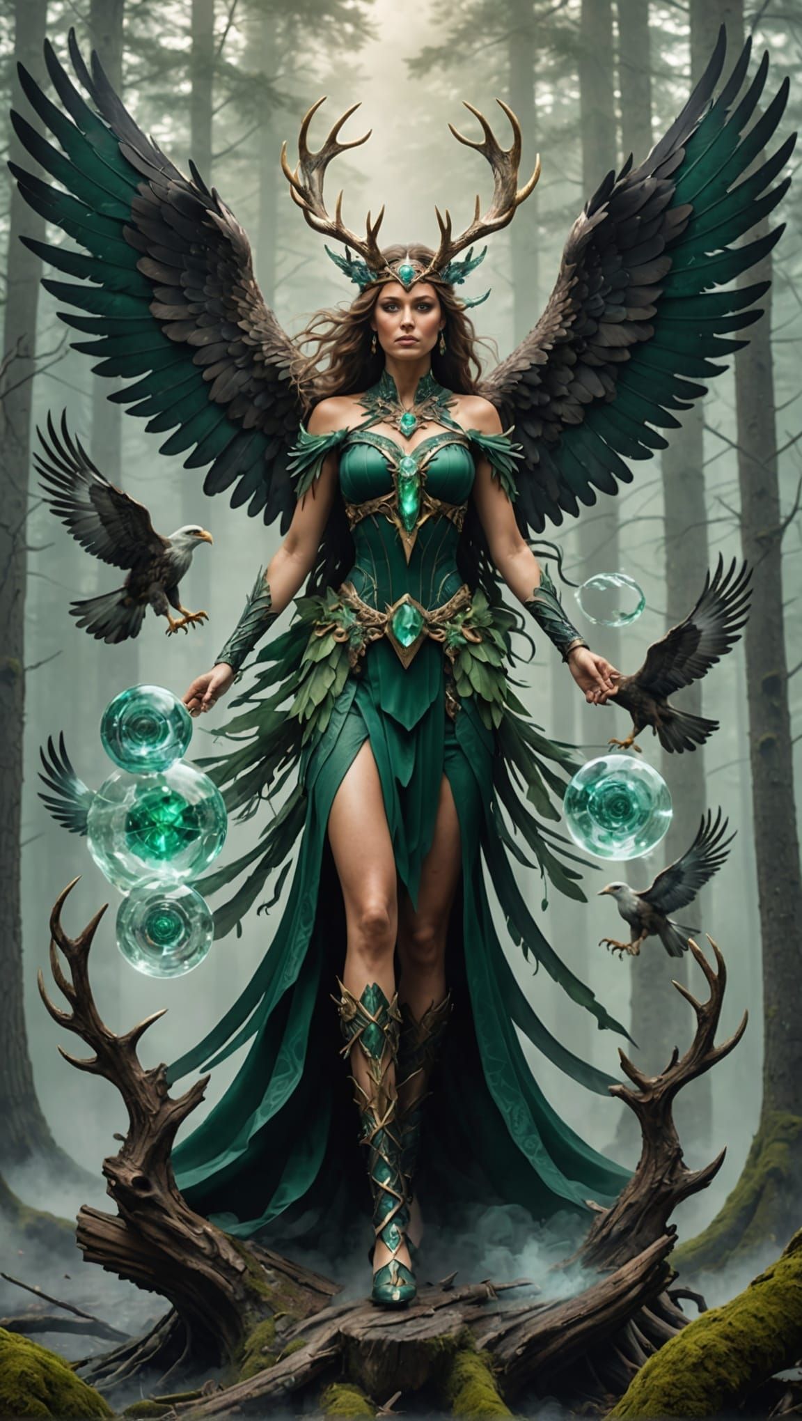 Mystical Goddess of Birds Rises from Ancient Woods