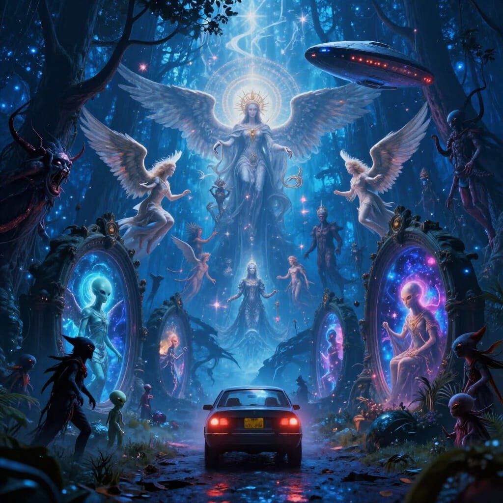 Mystical Forest Journey Through Time Portals