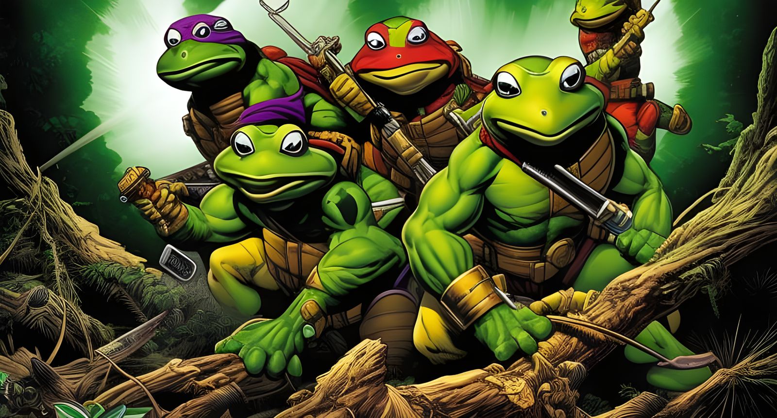Teenage Mutant Ninja Frog in Comic Book Style