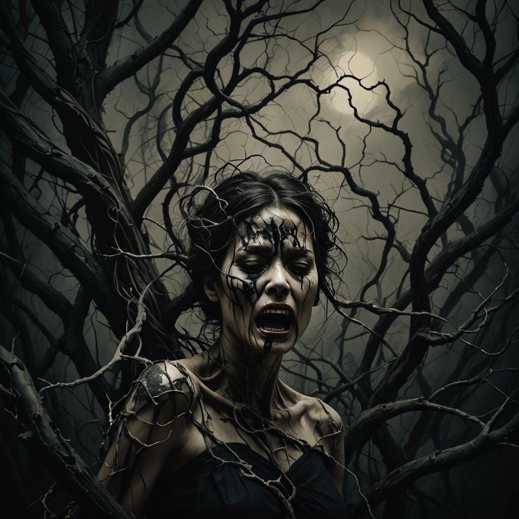 Surrealistic Portrait in Dark Chiaroscuro