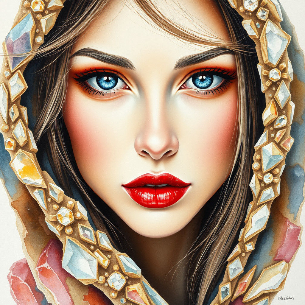 Ukrainian Alien Woman in Gouache Style Masterpiece