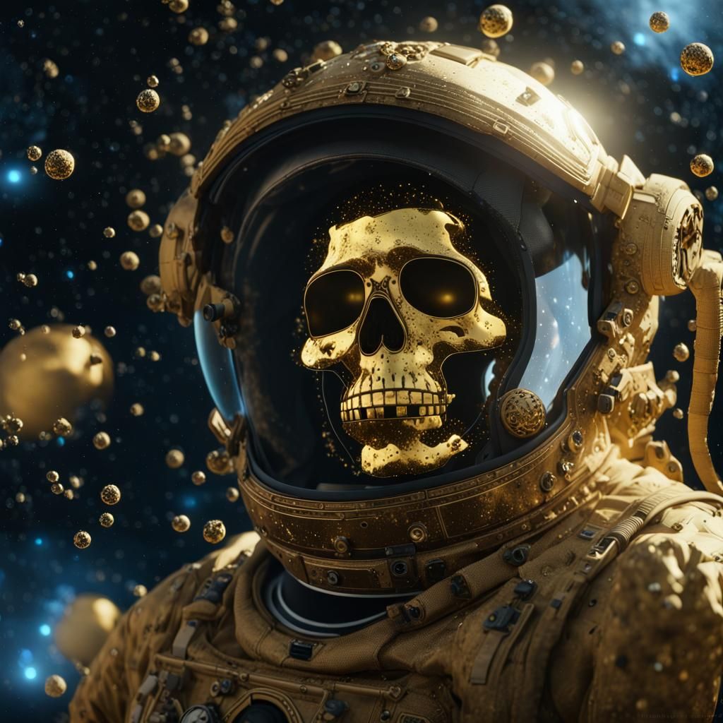 Astronaut in Lumens Suit Floating in Galaxy