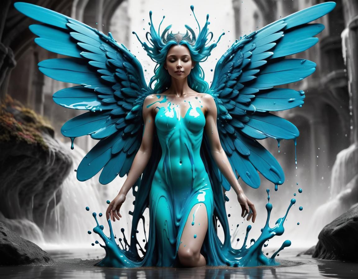 Colorful Liquid Portrait of a Sylph Queen