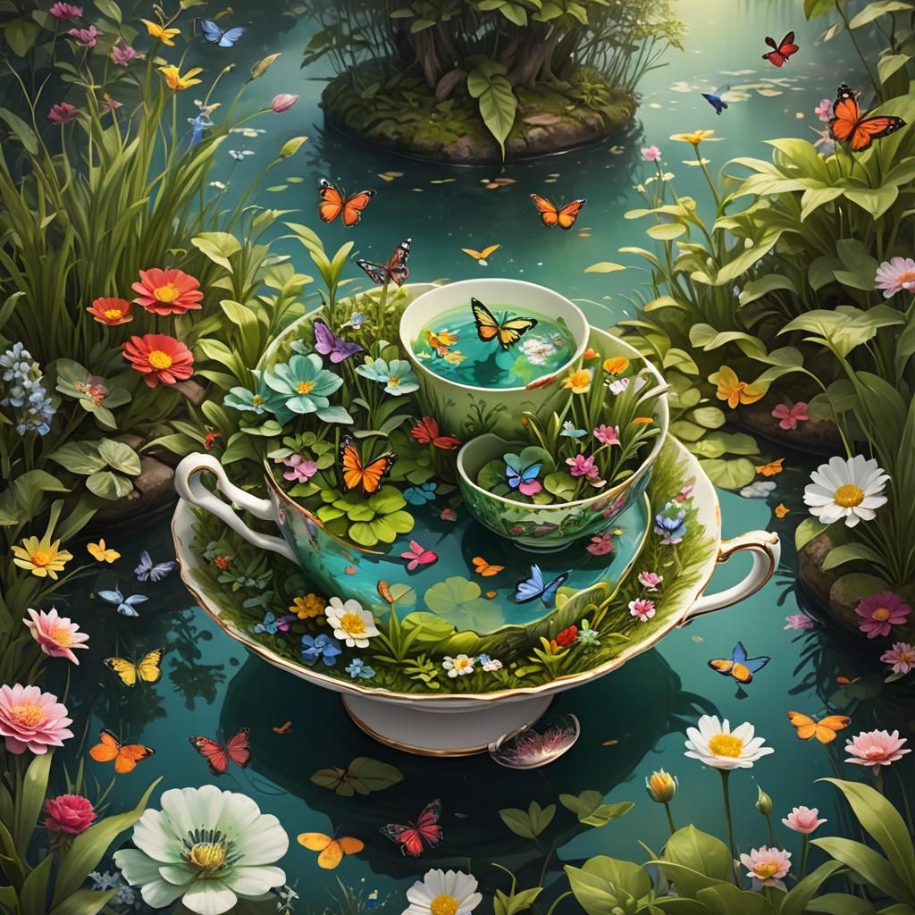 Miniature Ecosystem Inside a Teacup