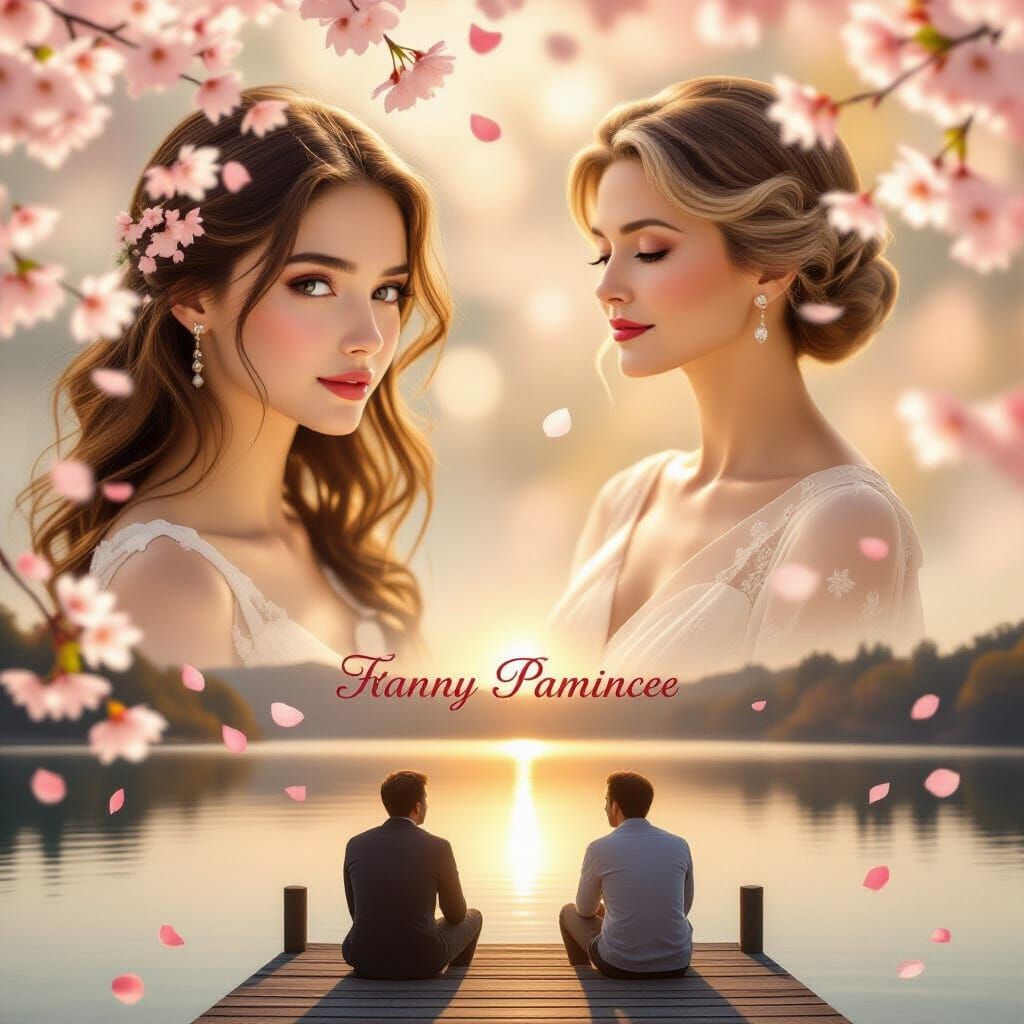 Romantic Book Cover Illustration with Dual Portraits