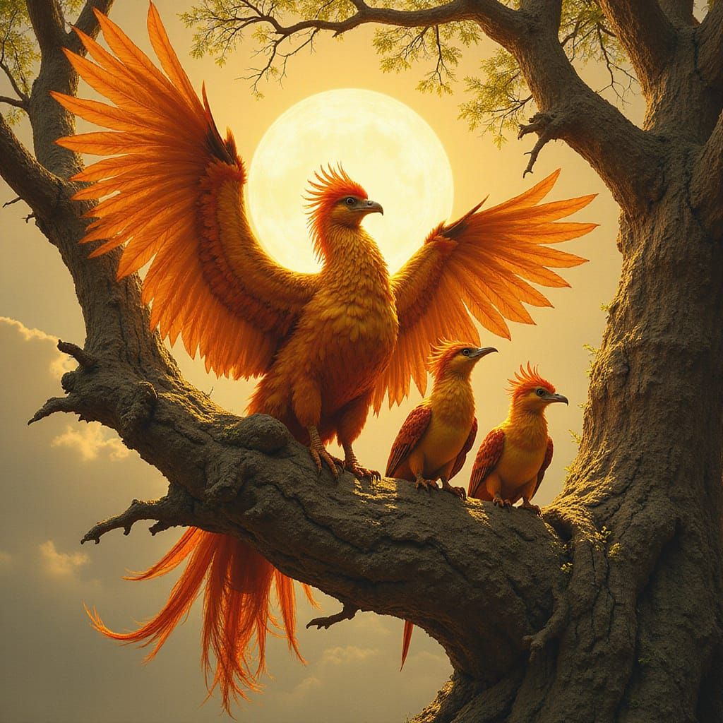 Majestic Phoenix Family in Golden Light