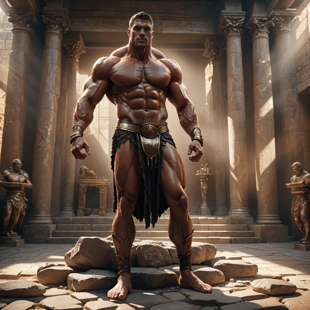 Colossal Roman Bodybuilder in Castle Light Rays