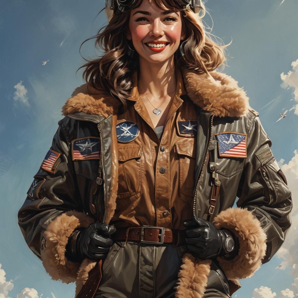 Retro-Futuristic Pilot in Boeing B-29 Cockpit