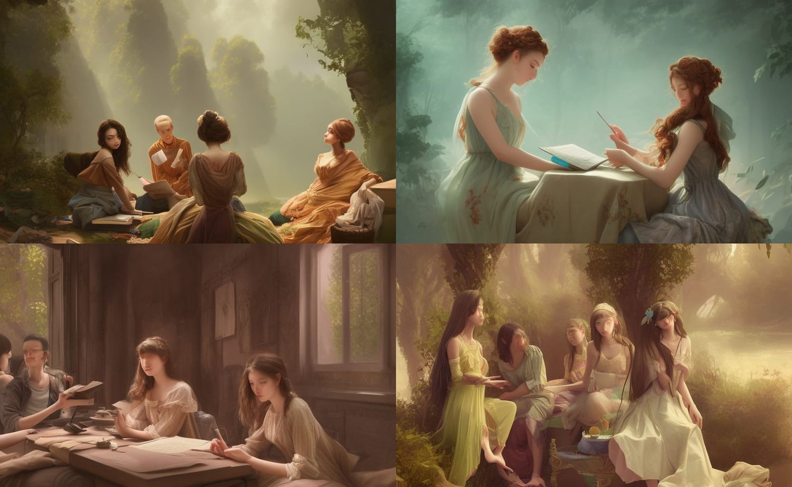 Rococo Woman Reading in Cottage