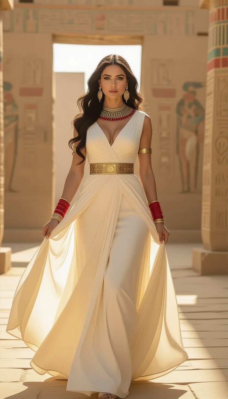 Mesmerizing Woman in Egyptian Setting, Cinematic Film Still