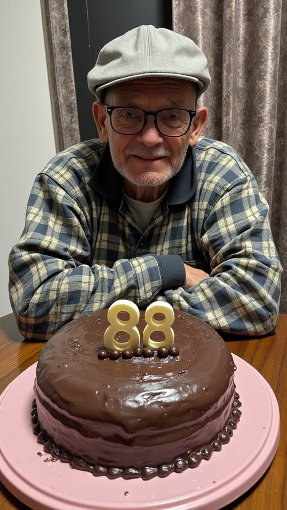 Birthday Celebration for an Elderly Gentleman in 3D Renderin...