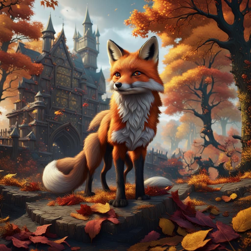 Fox in Autumn: Detailed Fantasy Concept Art