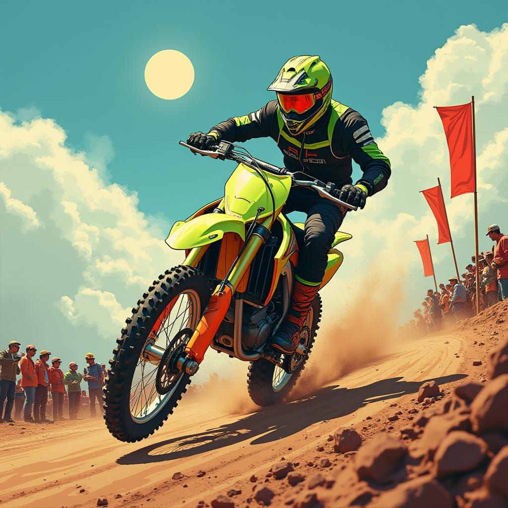 Motocross Rider in Futuristic Sports Style