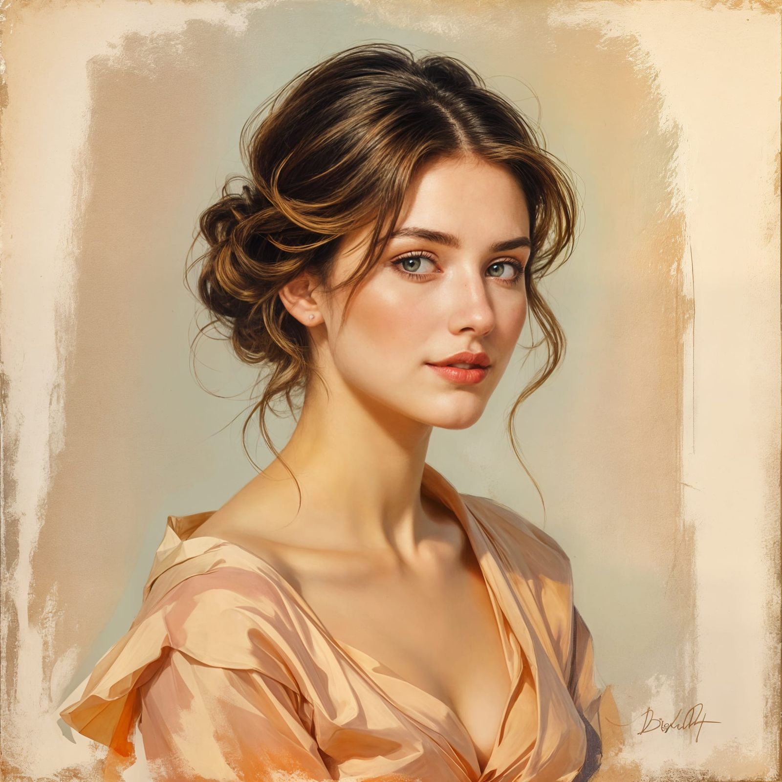 Impressionist Pastel Portrait of a Woman in Degas Style