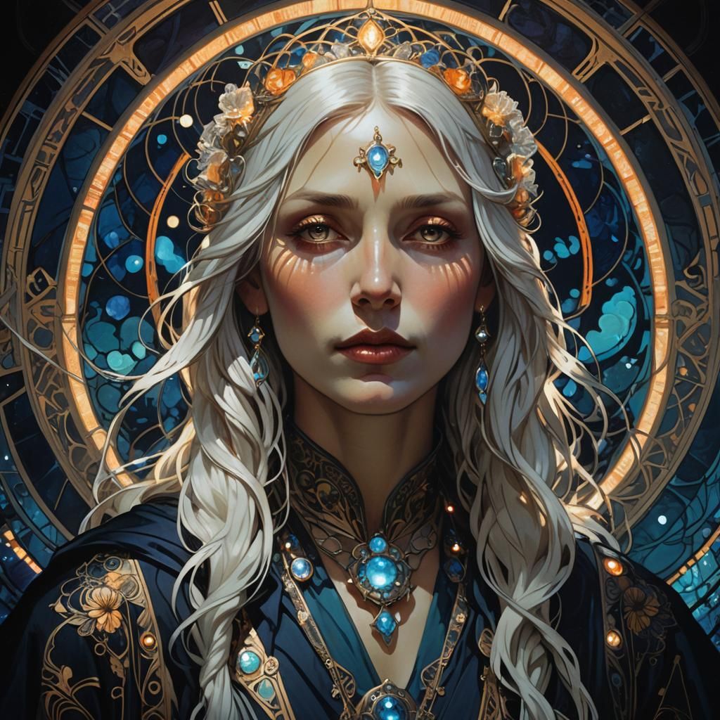 Hyperrealist Portrait of Woman in Art Deco Style