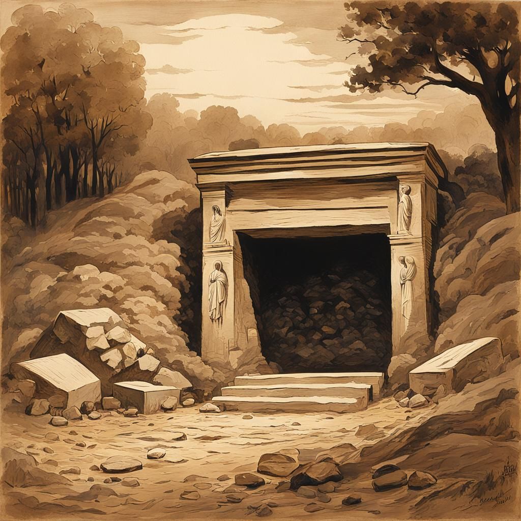 Resurrection Morning: 19th Century Woodcut in Gouache Style