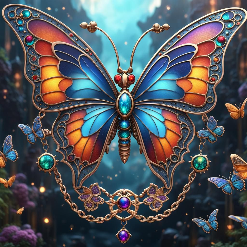 Cosmic Butterfly Charm Bracelet in Fantasy Art