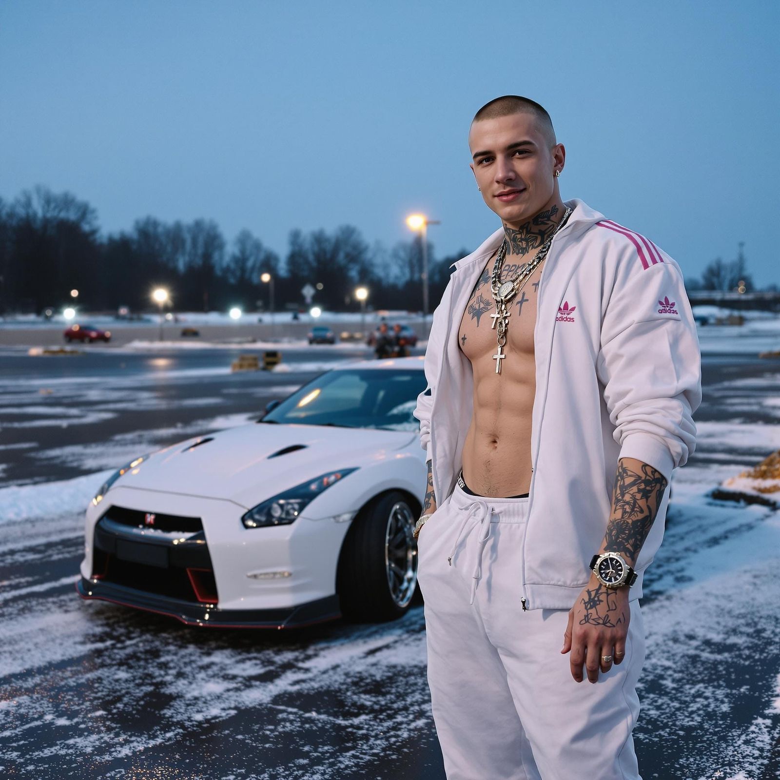 Russian Gopnik in Adrenaline-Fueled Moment