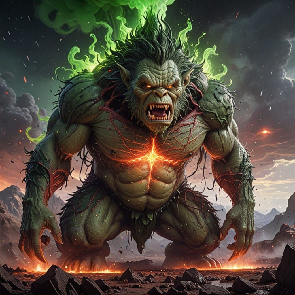 Hulking Troll Mad Scientist in Cosmic Illustration